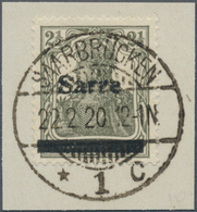 18923 Deutsche Abstimmungsgebiete: Saargebiet: 1920, 2 1/2 Pfg., Traumhaft Schönes Luxus-Briefstück Dieser - Other & Unclassified