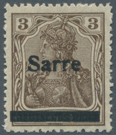 18924 Deutsche Abstimmungsgebiete: Saargebiet: 1920, Germania 3 Pf. Dunkelockerbraun Mit Aufdruck 'Sarre', - Other & Unclassified