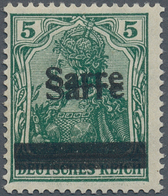 18926 Deutsche Abstimmungsgebiete: Saargebiet: 1920, Sarre-Germania 5 Pf. Dunkelopalgrün, Allseits Tadello - Autres & Non Classés