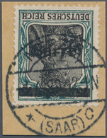 18933 Deutsche Abstimmungsgebiete: Saargebiet: 1920, Germania 75 Pf. Sarre Mit Kopfstehendem Aufdruck Auf - Autres & Non Classés