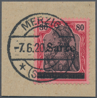 18935 Deutsche Abstimmungsgebiete: Saargebiet: 1920, Germania 80 Pf. Karminrot/grauschwarz Mit Aufdruck 'S - Autres & Non Classés