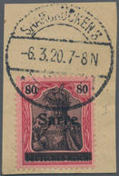 18936 Deutsche Abstimmungsgebiete: Saargebiet: 1920, Germania 80 Pf. Karminrot/grauschwarz Mit Aufdruck 'S - Sonstige & Ohne Zuordnung