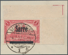 18937 Deutsche Abstimmungsgebiete: Saargebiet: 1920; 1 Mark Karmin Mit Aufdruck Auf Briefstück Gestempelt - Autres & Non Classés