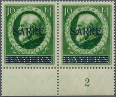 18952 Deutsche Abstimmungsgebiete: Saargebiet: 1920, Bayern-Sarre 10 Mk. Grün Im Waagerechten Paar Vom Unt - Sonstige & Ohne Zuordnung