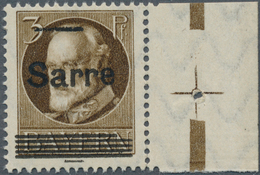 18958 Deutsche Abstimmungsgebiete: Saargebiet: 1920, 3 Pf Ludwig III Mit ''Sarre"-Aufdruck, Postfrische Mar - Autres & Non Classés