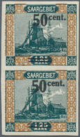 18967 Deutsche Abstimmungsgebiete: Saargebiet: 1921, Landschaften '50 Cent.' Auf 1.25 Mark Grünblau/gelbbr - Other & Unclassified