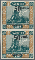 18967 Deutsche Abstimmungsgebiete: Saargebiet: 1921, Landschaften '50 Cent.' Auf 1.25 Mark Grünblau/gelbbr - Autres & Non Classés