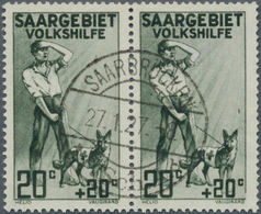 18974 Deutsche Abstimmungsgebiete: Saargebiet: 1926, 20 C. Volkshilfe Gestempelt, Seltenes Zusammenhängend - Sonstige & Ohne Zuordnung