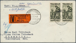 18988 Deutsche Abstimmungsgebiete: Saargebiet: 1929, "Das Almosen" 3 Fr. Waagerechtes Paar Als Seltene Meh - Other & Unclassified