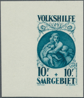 18989 Deutsche Abstimmungsgebiete: Saargebiet: 1928, Volkshilfe Gemälde I, Seltene Probe In Blau Mit Abwei - Other & Unclassified