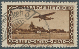 19017 Deutsche Abstimmungsgebiete: Saargebiet: 1932: 5 Fr. Flugpost Mit Plattenfehler V "Punkt Unter Linke - Other & Unclassified