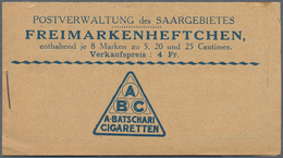 19031 Deutsche Abstimmungsgebiete: Saargebiet - Markenheftchen: 1924, 4 Fr. Landschaftsbilder-Markenheftch - Other & Unclassified