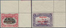 19049 Belgische Besetzung - Eupen Und Malmedy: 1920: 0,75 Auf 50 C Karmin/schwarz Und 1 Mk 25 Auf 1 F. Vio - OC38/54 Occupation Belge En Allemagne