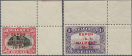 19049 Belgische Besetzung - Eupen Und Malmedy: 1920: 0,75 Auf 50 C Karmin/schwarz Und 1 Mk 25 Auf 1 F. Vio - OC38/54 Belgische Besetzung In Deutschland