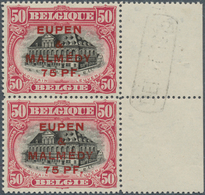 19051 Belgische Besetzung - Eupen Und Malmedy: 1920: 0,75 Auf 50 C Karmin/schwarz Und 1 Mk 25 Auf 1 F. Vio - OC38/54 Occupation Belge En Allemagne