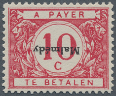 19057 Belgische Besetzung - Malmedy-Portomarken: 1920, 10 C. Portomarke Mit Kopfstehendem Aufdruck, Ungebr - OC38/54 Belgische Besetzung In Deutschland