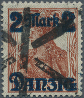 19064 Danzig: 1920, 2 Mk Auf 35 Pfg Germania Mit Netzunterdruck Spitzen Nach Unten, Zeitgerecht Entwertete - Andere & Zonder Classificatie
