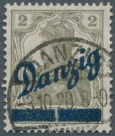 19065 Danzig: 1920, Kleiner Innendienst 2 (Pf) Dunkelgelbgrau Mit Aufdruckfehler "Aufdruckbalken Senkrecht - Autres & Non Classés