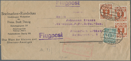 19080 Danzig: 1923: 50 Mk Und 2x 20 Mk, Portorichtig Auf Streifband Per Luftpost Von Danzig Nach Frankfurt - Other & Unclassified