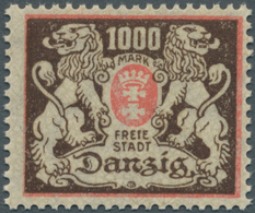 19081 Danzig: 1923: 100 Mk Wappen Mit Stehendem Statt Liegendem Wasserzeichen, Postfrisches Qualitätsstück - Sonstige & Ohne Zuordnung