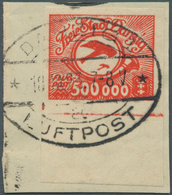 19086 Danzig: 1923, 500 000 M. Flugpost UNGEZÄHNT Mit Unterrand Auf Briefstück, Entwertet "DANZIG 1 * * LU - Sonstige & Ohne Zuordnung