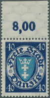19092 Danzig: 40 Pfg. UV Cyanblau, Postfrisches Qualitätsstück Der Seltenen Farbe, Gepr. Oechsner BPP - Andere & Zonder Classificatie