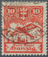 19093 Danzig: 1924: Flugpost 10 Pfg, Abart Ausbruch Am Turm, Selten. Signiert Soecknick BPP - Other & Unclassified