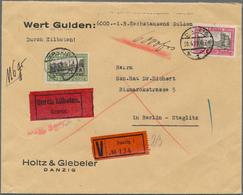 19096 Danzig: 1929: 1 G + 2 G Auf Eilboten-Wertbrief über 6.000 Gulden Von Danzig Nach Berlin. Seltener Be - Andere & Zonder Classificatie