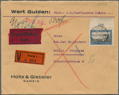 19097 Danzig: 1924, 3 G. Zoppot, Oberrandmarke Auf Eilboten-Wertbrief (5000 Gulden, Bis 100g) Vom 4.8.28 N - Sonstige & Ohne Zuordnung