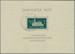 19104 Danzig: DAPOSTA-BLOCK 1 Schwarzopalgrün Mit Plattenfehler "Punkt Zwischen S Und T", Gestempelt Mit A - Autres & Non Classés