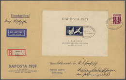 19105 Danzig: 1937, DAPOSTA-Block Zusammen Mit 1 G Dunkellila Flugpostmarke Auf Grossformatigem Einschreib - Other & Unclassified