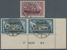 19119 Memel: 1920 - 1922, Freimarke Deutsches Reich 2,50 M Mit Aufdruck, Bräunlichlila Und Freimarken Von - Memelland 1923