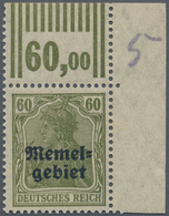 19120 Memel: 1920, 60 Pfg. Germania, Hellbraunoliv, Senkrecht Geriffelte Gummierung, Tadellos Postfrisches - Klaipeda 1923