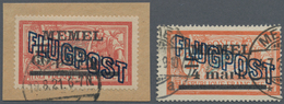 19126 Memel: 1921, Kleines Los Bestehend Aus 60 Pfg. Auf 40 C. Flugpost, Rot/grau, Weißes Papier, Gest. Au - Memelland 1923