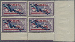 19131 Memel: 1922, Flugpost 3 M Auf 60 C, MEMEL Als Postfrischer 4-er Block (senkrecht Vorgefaltet Bzw Ang - Klaipeda 1923