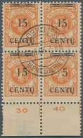 19138 Memel: 1923, Freimarken Von Memel Mit Aufdruck Im Viererblock Vom Unterrand, Dabei Rechte Unter Mark - Memelgebiet 1923