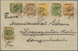 19142 Memel: 1923: 5 Cent Mit Plattenfehler "Druckspiess Vor Wertziffer" Und Guter Zusatzfrankatur Auf Por - Memelland 1923