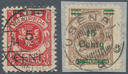 19144 Memel: 1923, Freimarken Von Memel Mit Aufdruck, 5 C. Auf 100 M Mit PLATTENFEHLER "linker Zierbalken - Klaipeda 1923