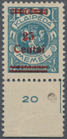 19161 Memel: 1923, 25 C. Auf 1000 M. Grünlichblau, Type V, Einwandfrei Postfr. Unterrandstück (Rand Gefalt - Memelgebiet 1923