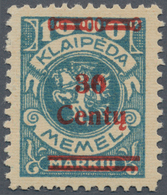 19165 Memel: 1923, 30 C. Auf 1000 M. Grünlichblau, Mit Aufdruckfehler "0 Von 30 Innen Oben Mit Punkt", Ein - Klaipeda 1923