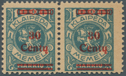 19166 Memel: 1923, Abart Xx, 30 Centy Waagerechtes Aufdruckpaar- Schmale Und Extrem Breite Marke (20mm + 2 - Klaipeda 1923