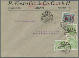 19170 Memel: 1924: 10 C Auf 25 Auf 5 In Mischfrankatur Mit Litauen-Marken (teils Mängel) Auf Portorichtige - Memel (Klaïpeda) 1923