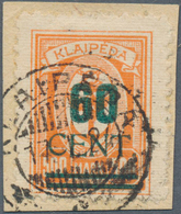 19176 Memel: 1923: 60 C Auf 500 M. Orange Mit Aufdruckfehler "Punkt Hinter Cent" Halbiert (Feld 60, Teilau - Klaipeda 1923