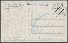 19205 Sudetenland - Konstantinsbad: 16.10.1938 - Unfrankierte Colorpostkarte Nach Deutschland Mit Violette - Région Des Sudètes