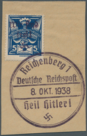 19216 Sudetenland - Reichenberg: 1938, Freimarke 5 H Taube Schwarzultramarin Mit Handstempelaufdruck "Wir - Région Des Sudètes