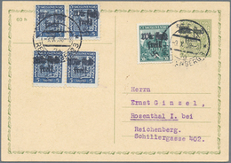 19218 Sudetenland - Reichenberg: 1938, Frei-/Messemarke Mit Handstempelaufdruck "Wir Sind Frei!" Auf GA-Po - Région Des Sudètes