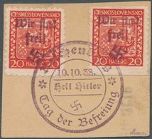 19221 Sudetenland - Reichenberg: 1938, Freimarken 20 H. Rot, Vierseitig Und Senkrecht Gezähnt Mit Handstem - Sudetenland