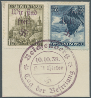 19226 Sudetenland - Reichenberg: 1938, 2,50 Kc. Landschaften Mit KOPFSTEHENDEM Aufdruck Sowie 1,60 Kc., En - Région Des Sudètes