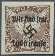 19262 Sudetenland - Rumburg: 1938, 100 H. Auf 30 H. Zeitungsmarke Siena, Ungebraucht, Kabinett, Mehrfach S - Sudetenland