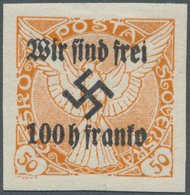 19263 Sudetenland - Rumburg: 1938, 100 H. Auf 50 H. Zeitungsmarke Orange, Ungebrauchtes Kabinettstück, Fot - Sudetenland